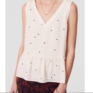 Loft Floral Dot Peplum Shell